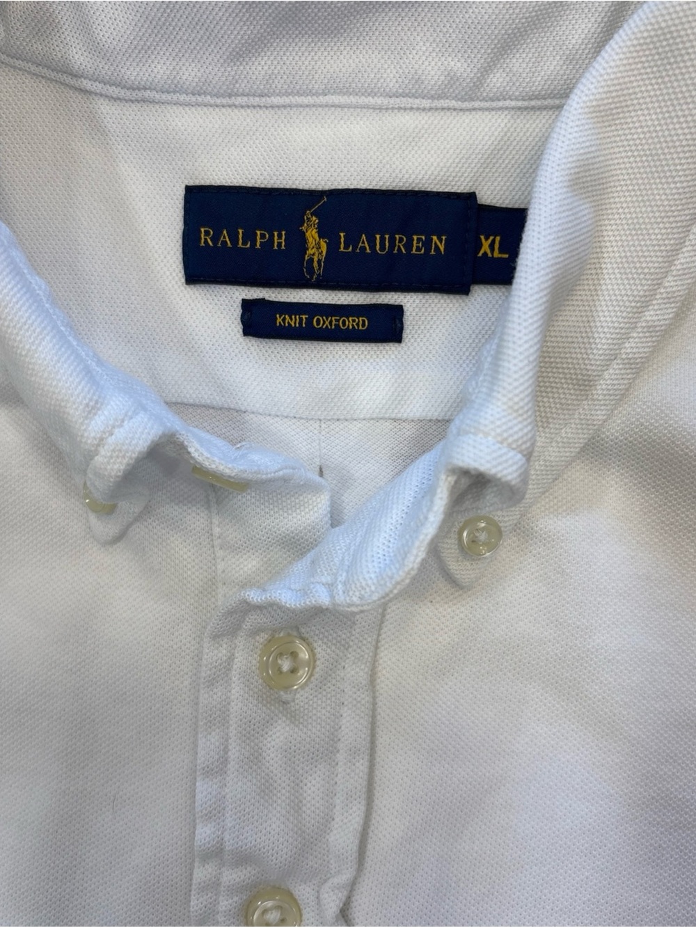Ralph Lauren Knit Oxford 4 Button Polo White Men’s XL Flesh Pony - Picture 2 of 6